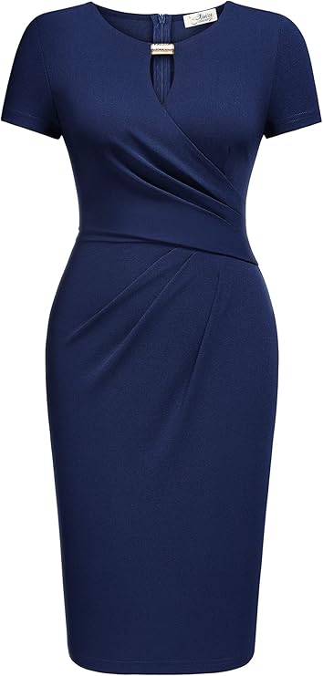 Vestido clássico com decote em forma fechadura e bainha para cocktail