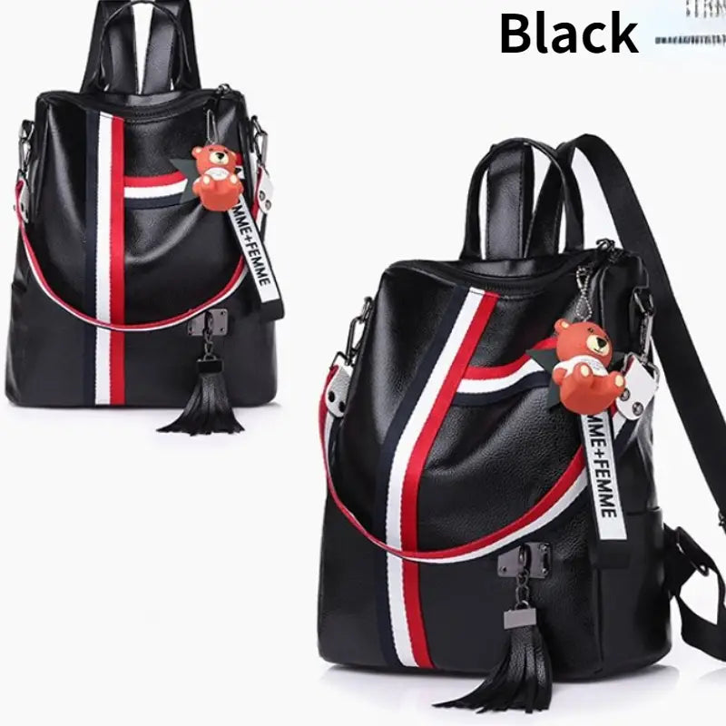 Bolsa de mochila de fita colorida, mochila de viagem antirroubo, bolsa de ombro bidirecional para escola