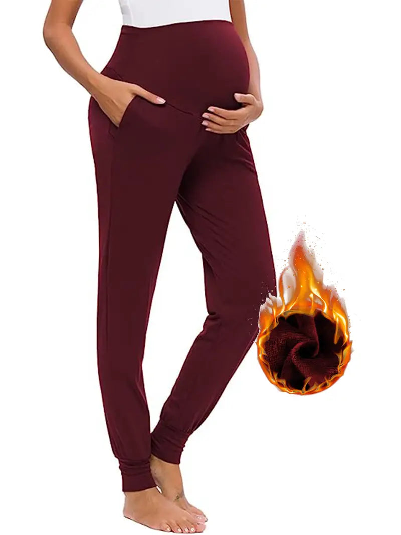 Calça sólida altamente elástica para maternidade