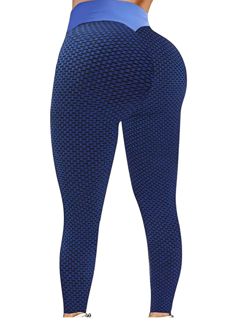 Calças esportivas de cintura alta moda favo de mel