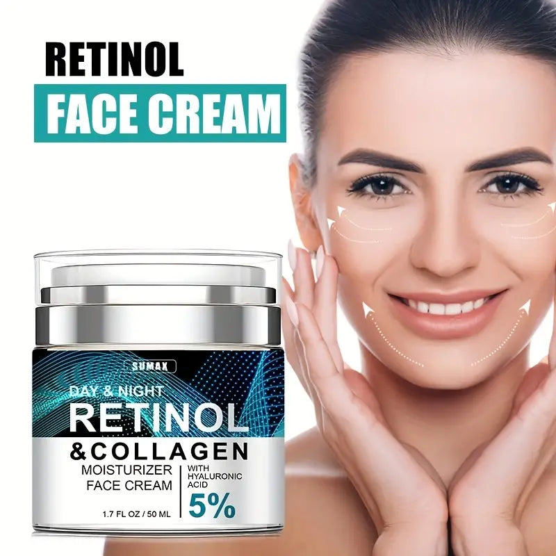 Creme avançado de colágeno com retinol e ácido hialurônico e para rosto