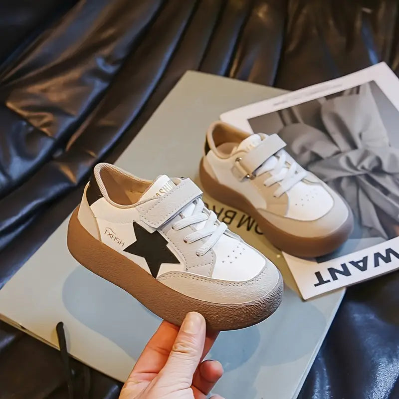 Sapatilhas de skate vintage com padrão estrela para meninas – tênis confortáveis e antiderrapantes