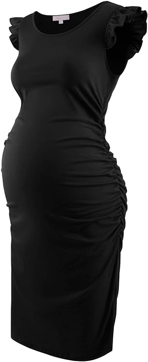 Vestido elegante para gestantes de manga voadora