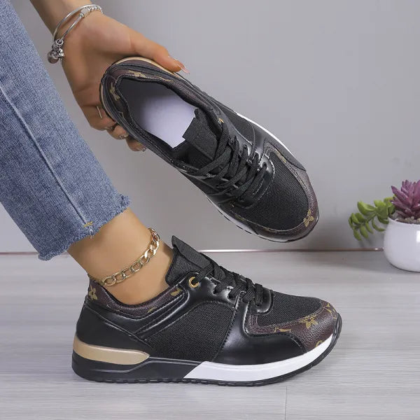 Sapatilhas femininas esportivas com design de tira e contraste