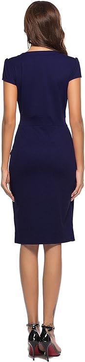 Vestido casual de mulher estilo cocktail retro para trabalho e escritório