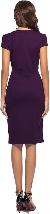 Vestido casual de mulher estilo cocktail retro para trabalho e escritório