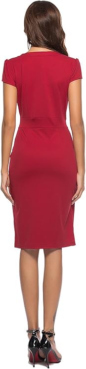 Vestido casual de mulher estilo cocktail retro para trabalho e escritório