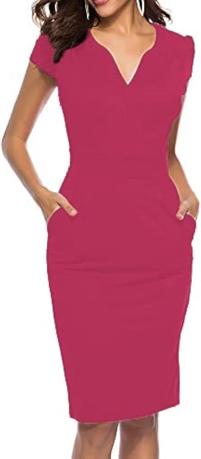 Vestido casual de mulher estilo cocktail retro para trabalho e escritório