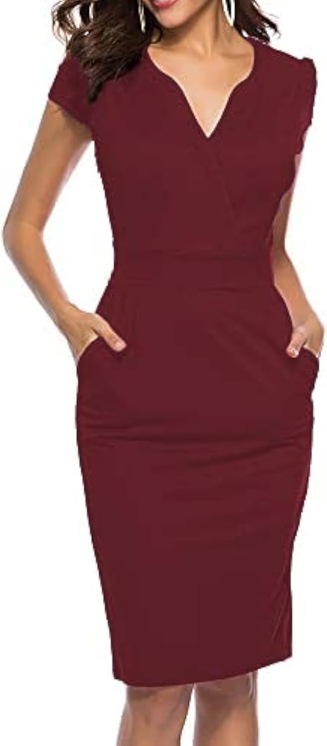 Vestido casual de mulher estilo cocktail retro para trabalho e escritório
