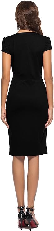 Vestido casual de mulher estilo cocktail retro para trabalho e escritório