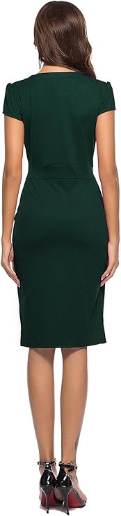 Vestido casual de mulher estilo cocktail retro para trabalho e escritório