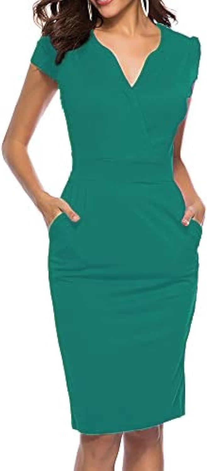 Vestido casual de mulher estilo cocktail retro para trabalho e escritório