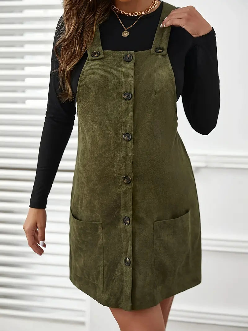 Vestido sólido com botões para mulheres grávidas
