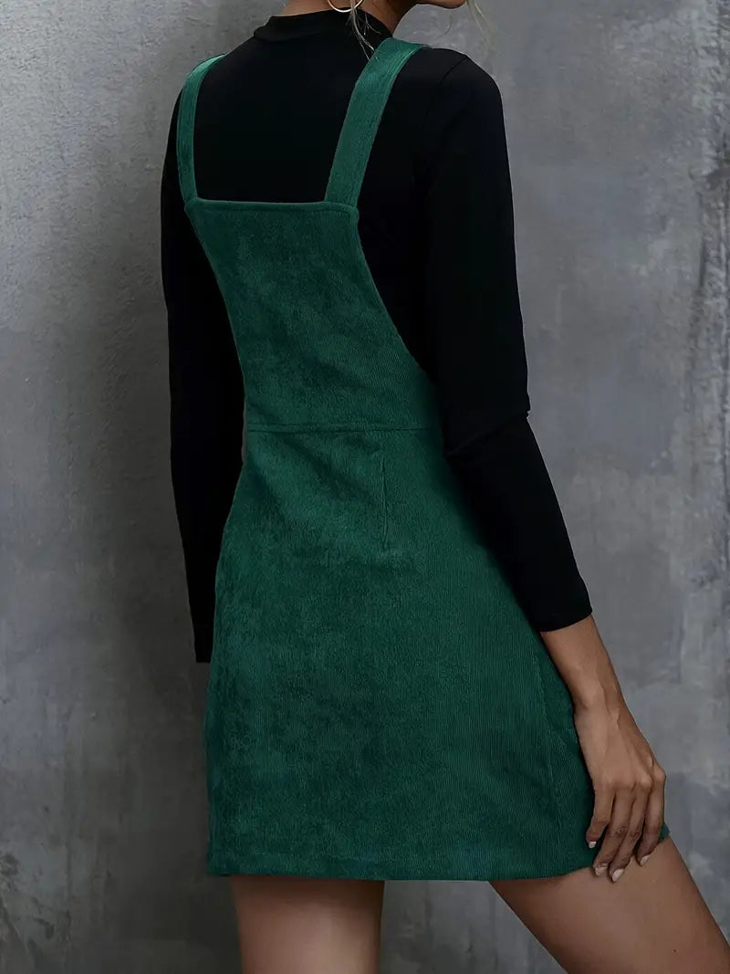 Vestido com zíper e bolso, vestido sólido casual sem mangas