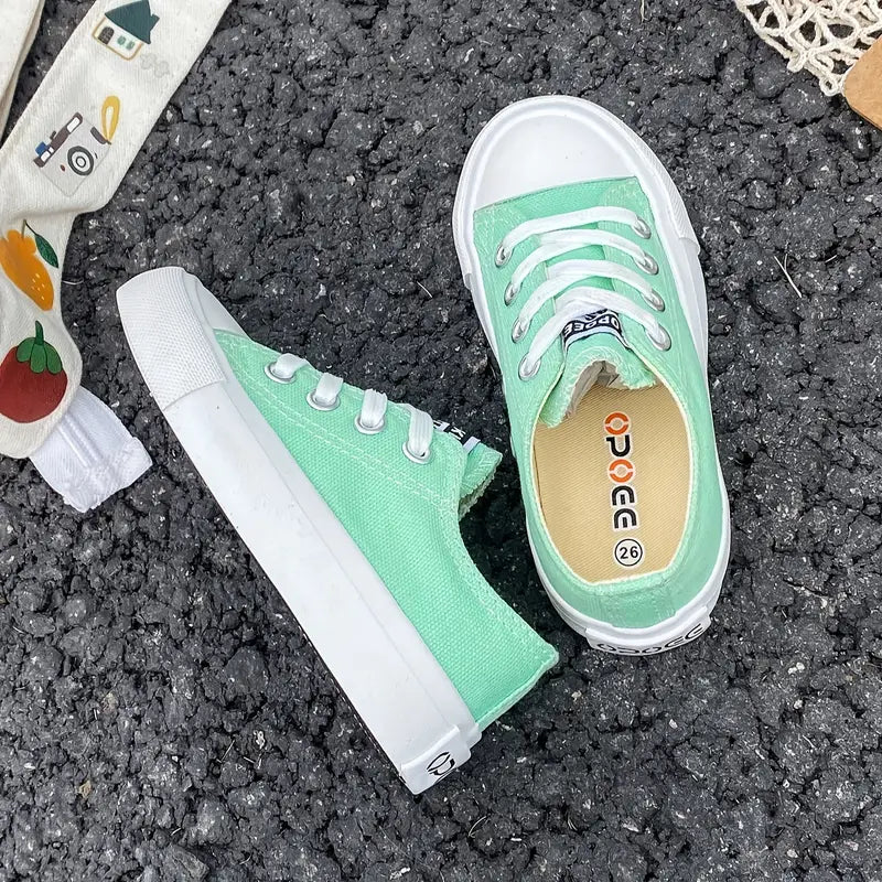 Sapatilhas de skate modernos com cadarços para meninas – calçados confortáveis e respiráveis e antiderrapantes para crianças