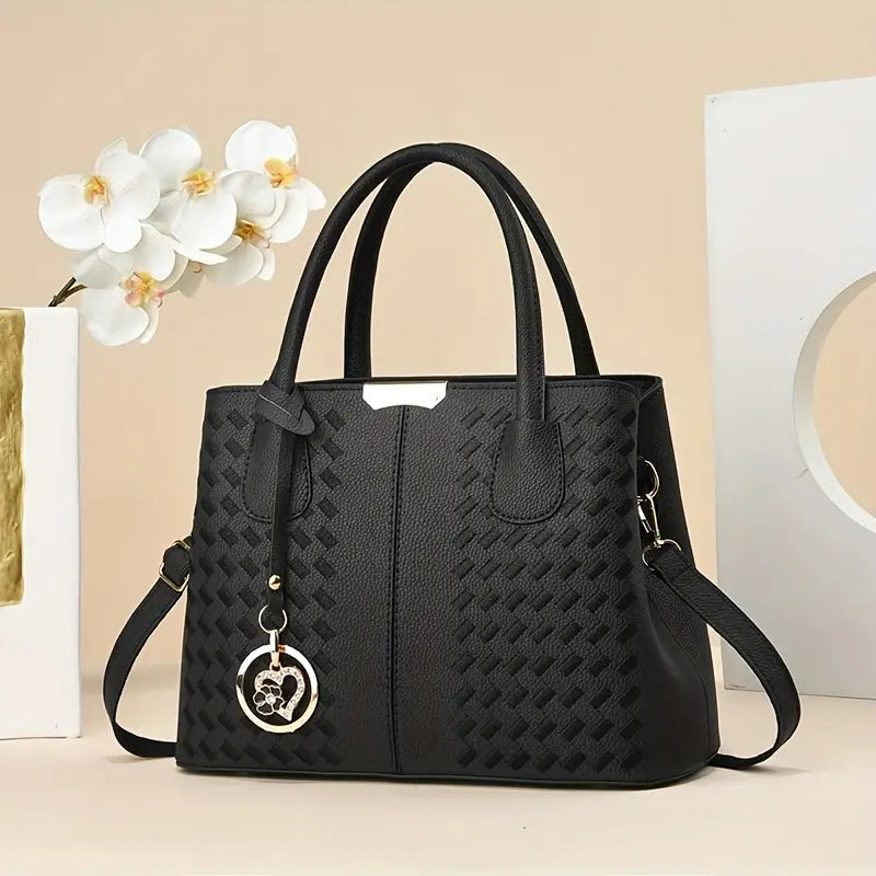 Bolsa de alça superior casual na moda, bolsa elegante clássica de cor sólida para trabalho
