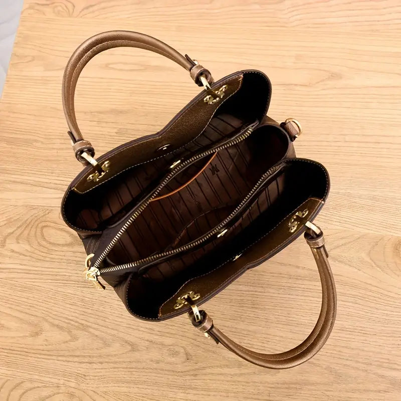 Bolsa de padrão geométrico vintage, bolsa de ombro multicamadas com decoração elegante de pingente, bolsa perfeita para uso diário