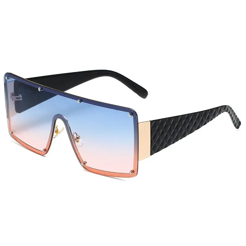 Óculos Grandes de sol da moda para mulheres e homens com rebite quadrado gradiente 400uv tons de sol