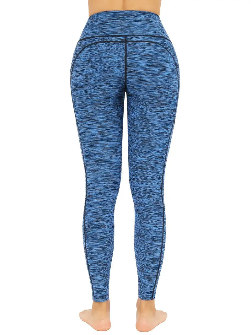 Calças colantes cintura alta yoga fitness, bolsos elásticos de cores sólidas