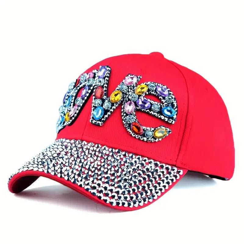 Chapéu protetor solar com Strass e desenho LOVE