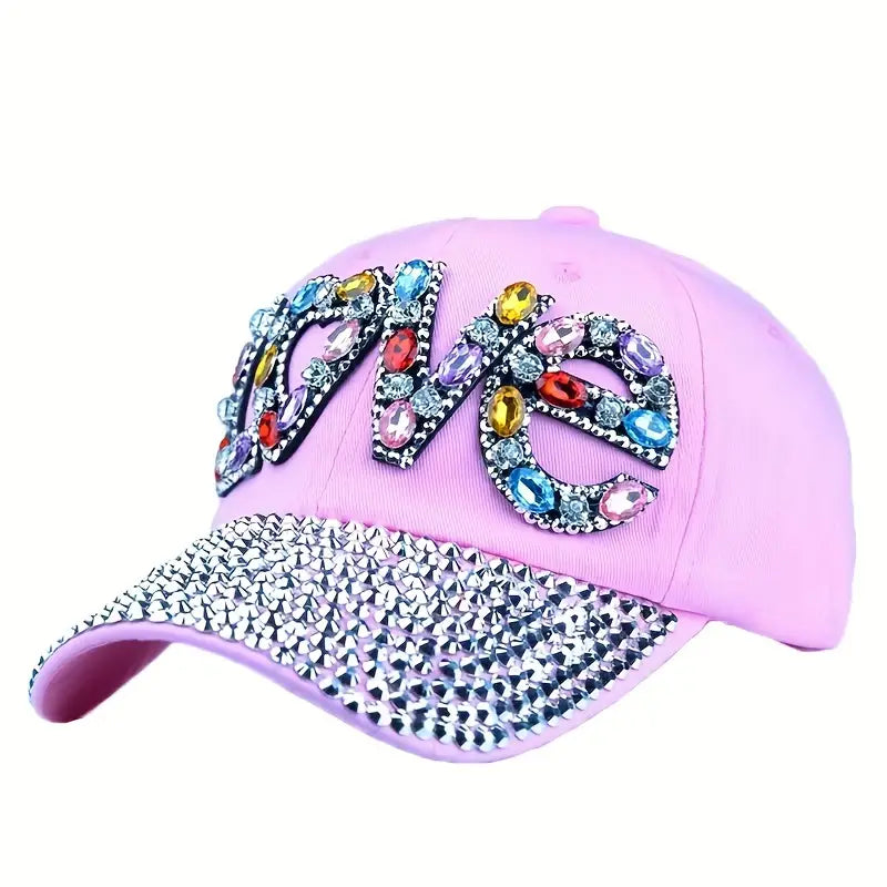 Chapéu protetor solar com Strass e desenho LOVE