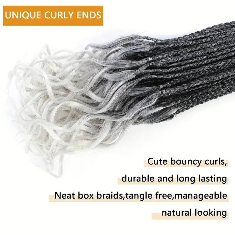 7 pacotes de tranças cabelo sintético de crochê cinza - Extensões de tranças de crochê encaracoladas francesas