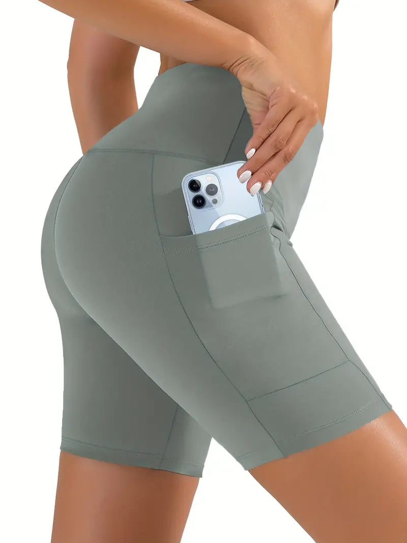 Shorts de bicicleta de cintura alta, colantes curtas casuais e para treinos
