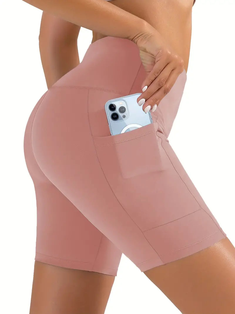 Shorts de bicicleta de cintura alta, colantes curtas casuais e para treinos