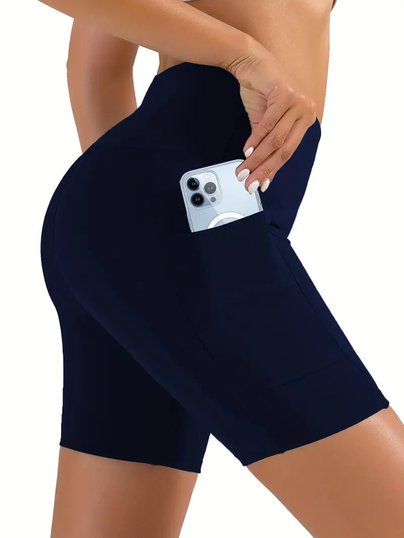 Shorts de bicicleta de cintura alta, colantes curtas casuais e para treinos