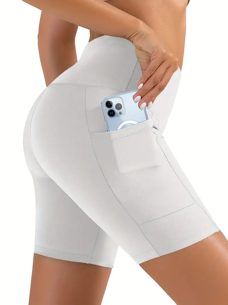 Shorts de bicicleta de cintura alta, colantes curtas casuais e para treinos