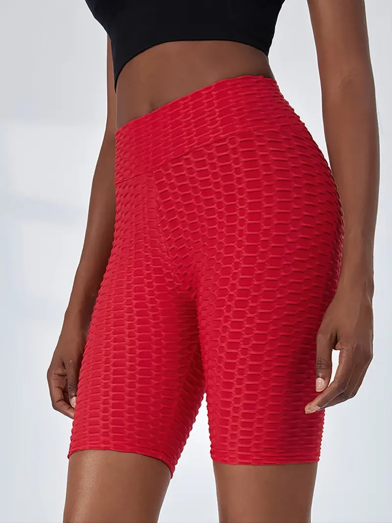 Shorts esportivos de cintura alta elásticos