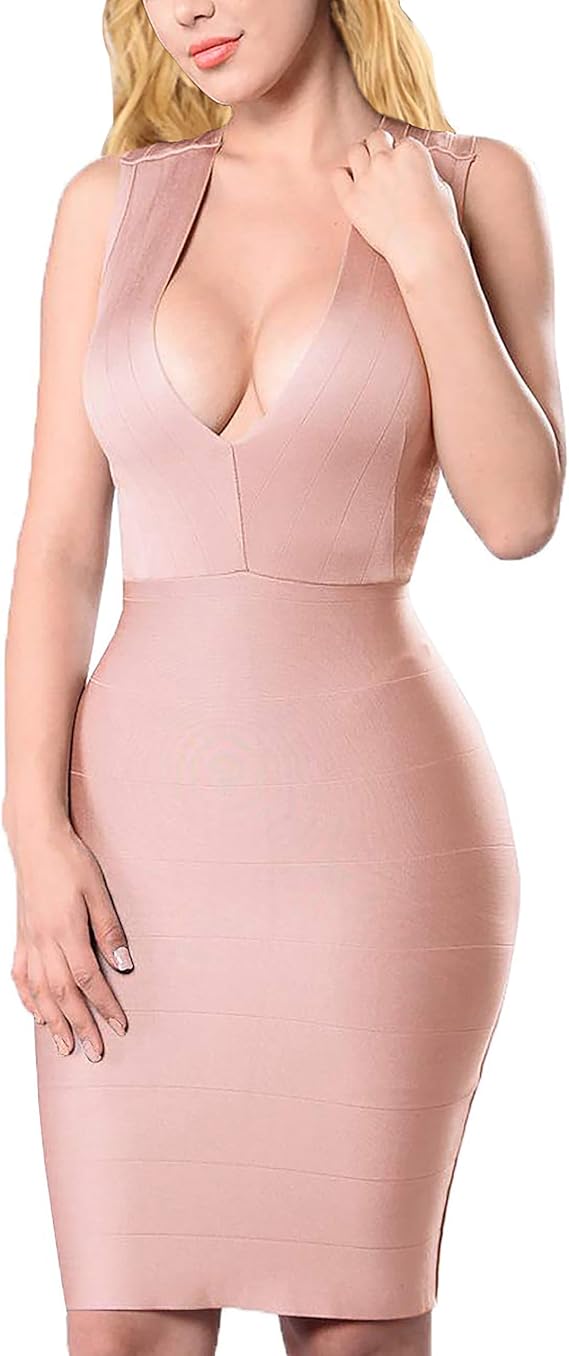 Vestido feminino elegante com decote em V elástico chique com faixa