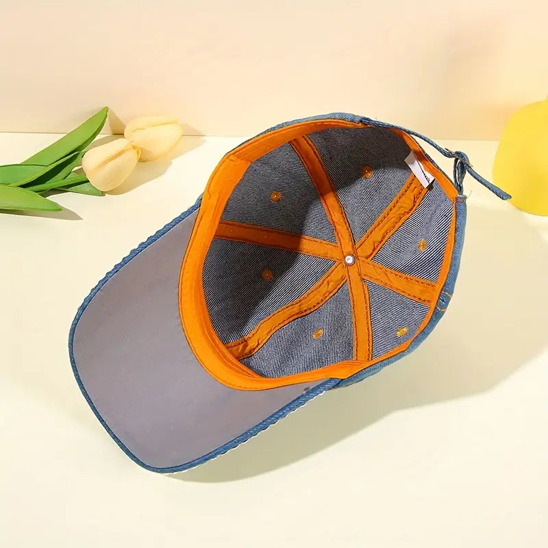 Chapeu elegante com decoração de strass com padrão de borboleta- Azul