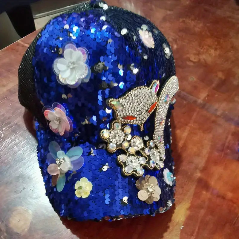 Chapéu com lantejoulas e strass Fox Hip Hop brilhante