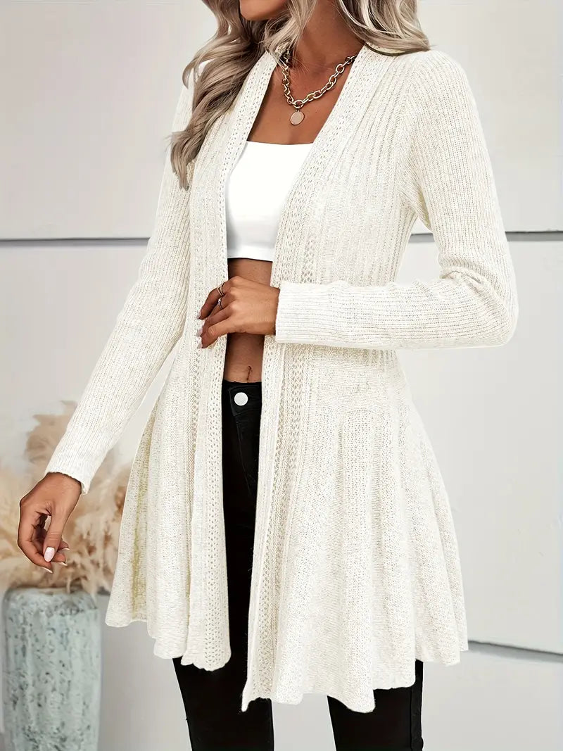 Camisola flare com frente aberta de manga comprida