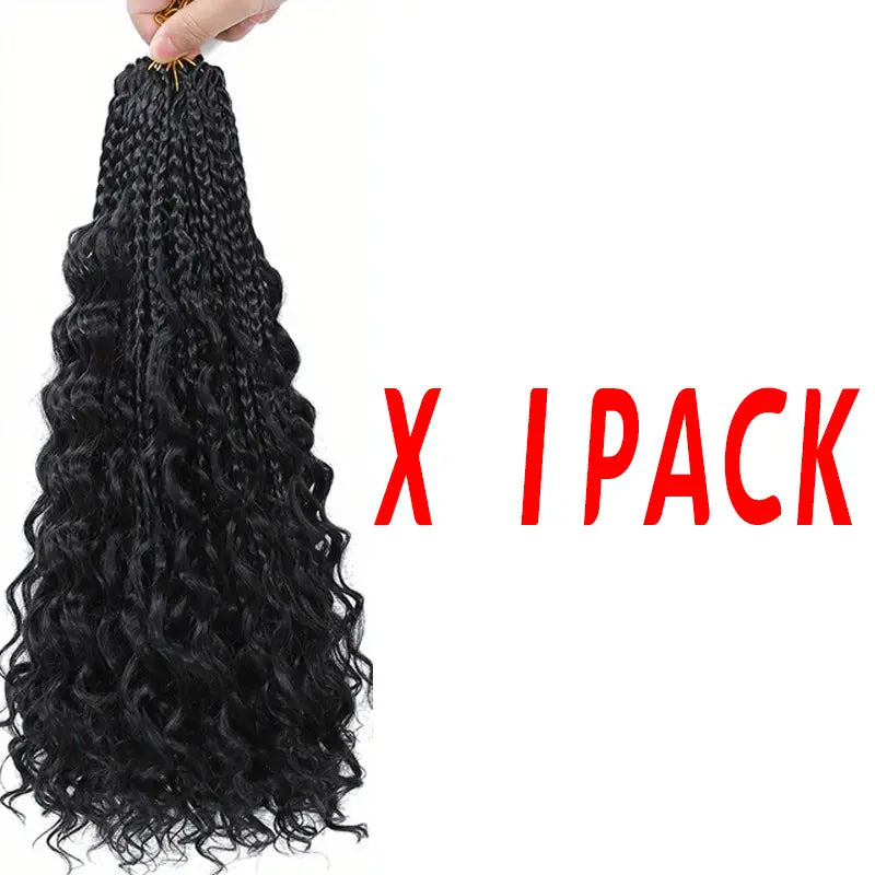 6 pacotes de Extensões Tranças de cabelo sintético de crochê de 20 polegadas com pontas encaracoladas