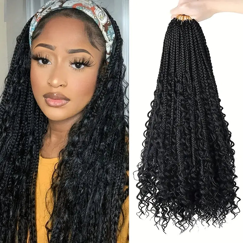 6 pacotes de Extensões Tranças de cabelo sintético de crochê de 20 polegadas com pontas encaracoladas