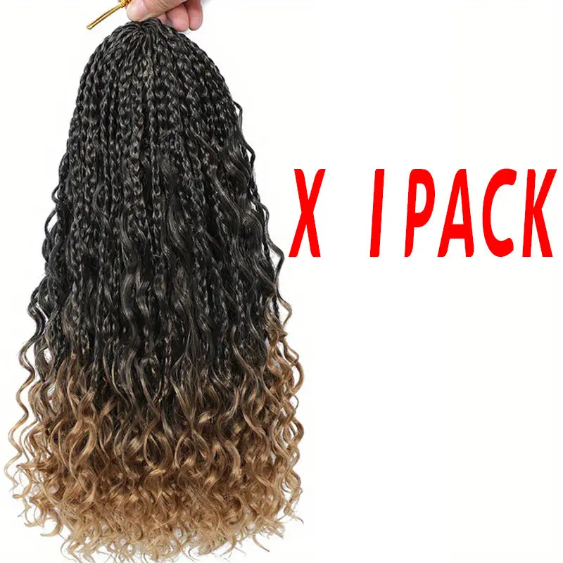6 pacotes de Extensões Tranças de cabelo sintético de crochê de 20 polegadas com pontas encaracoladas
