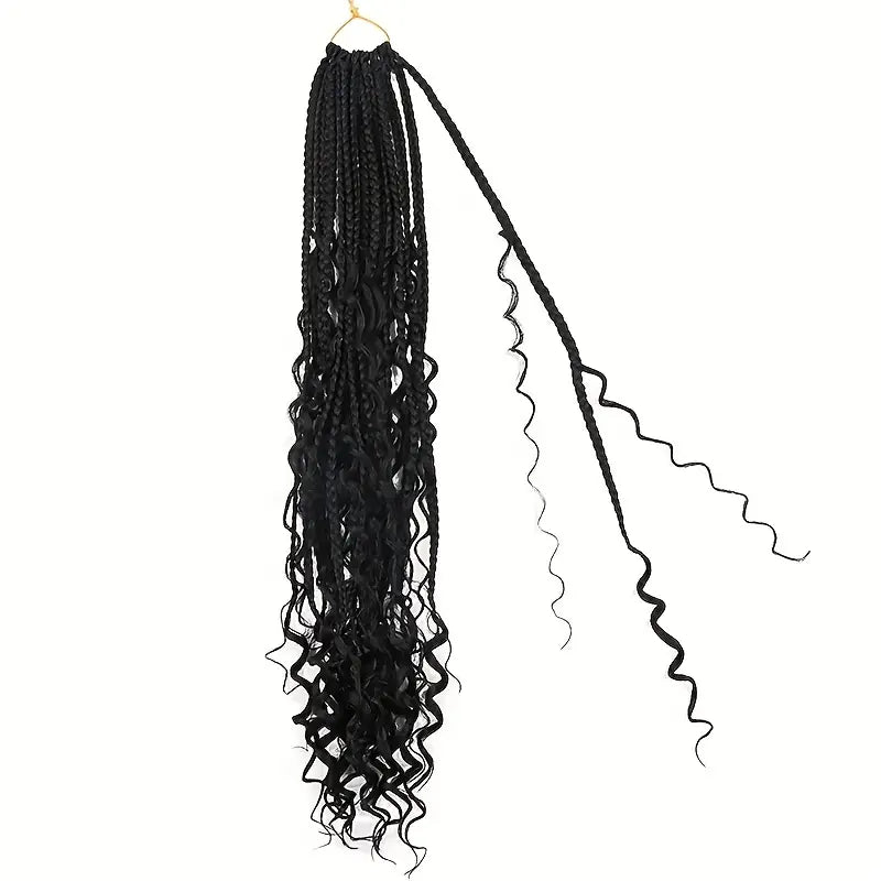 6 pacotes de Extensões Tranças de cabelo sintético de crochê de 20 polegadas com pontas encaracoladas
