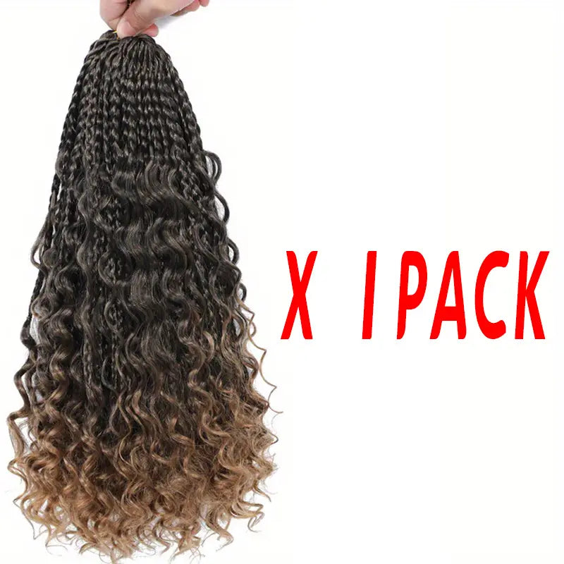 6 pacotes de Extensões Tranças de cabelo sintético de crochê de 20 polegadas com pontas encaracoladas