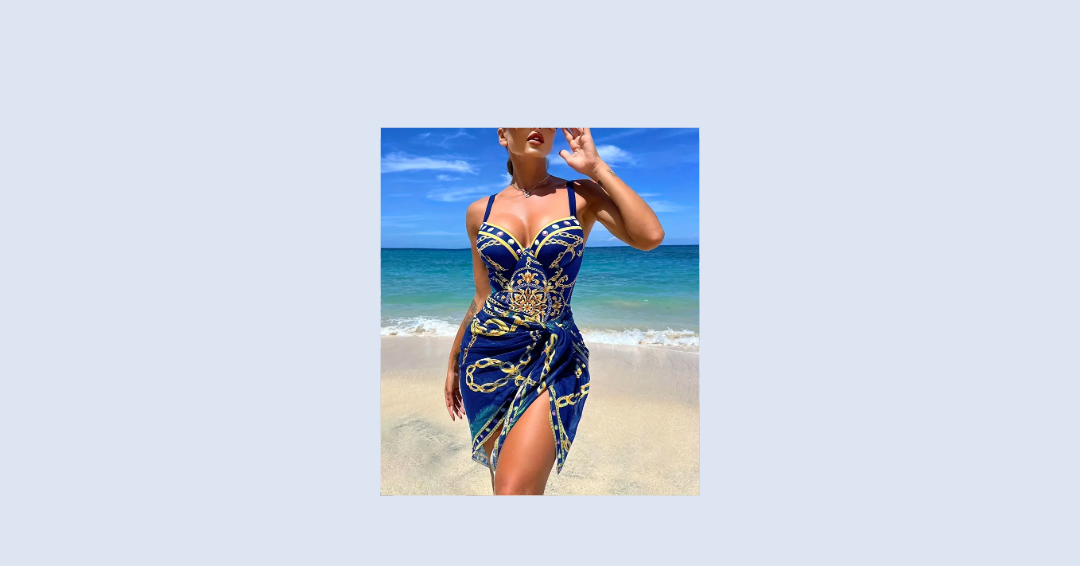 Conjunto de 2 peças de fato de banho feminino com saia de cobertura