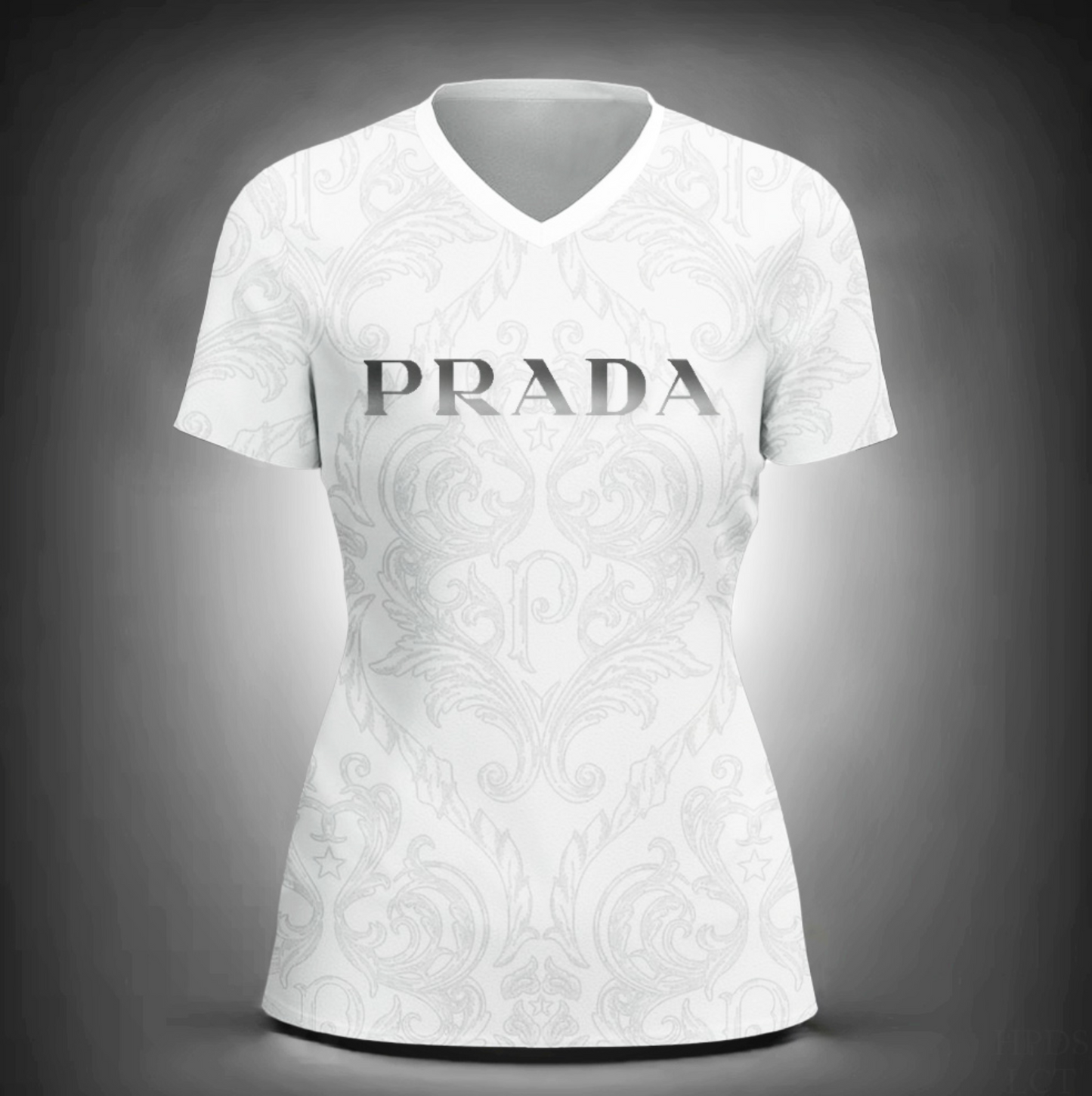 Produto: Camiseta Feminina de gola V PRADA