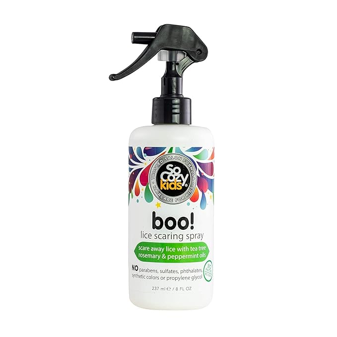 Spray natural de piolhos SoCozy Boo para cabelos de crianças, tratamento eficaz contra piolhos