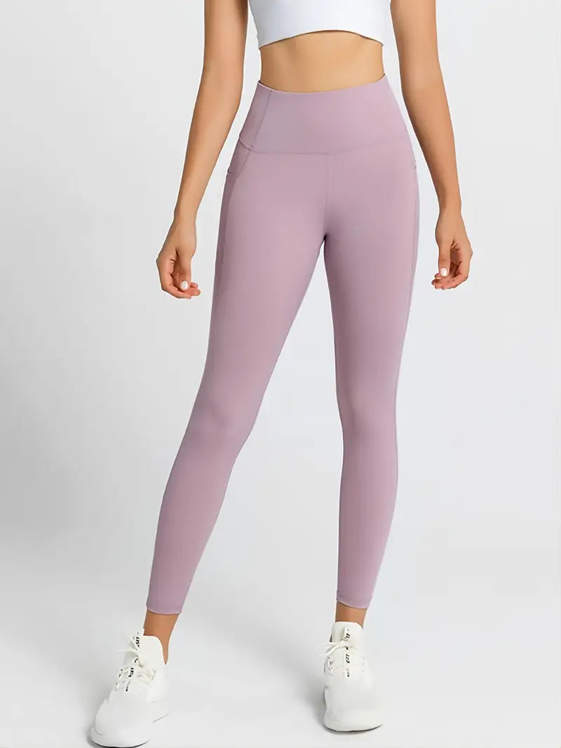 Calça colante de cintura alta de cor sólida, respiráveis e elásticas, levantamento de bumbum, secagem rápida, treino de fitness
