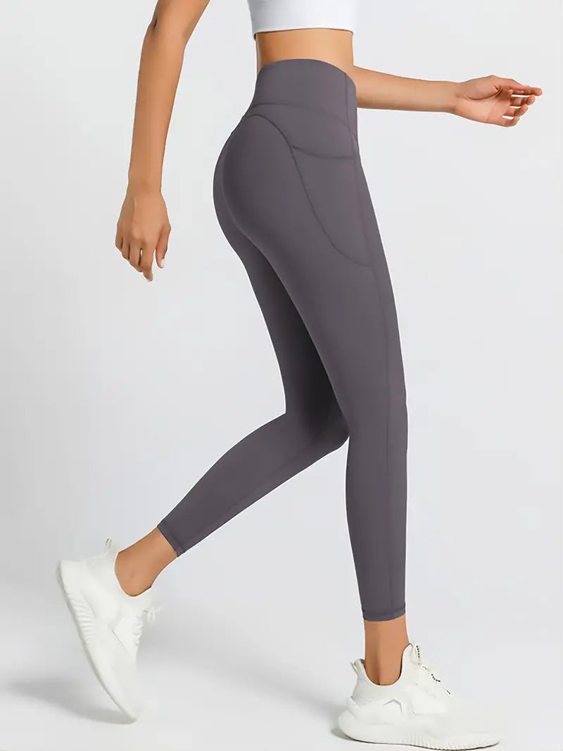 Calça colante de cintura alta de cor sólida, respiráveis e elásticas, levantamento de bumbum, secagem rápida, treino de fitness