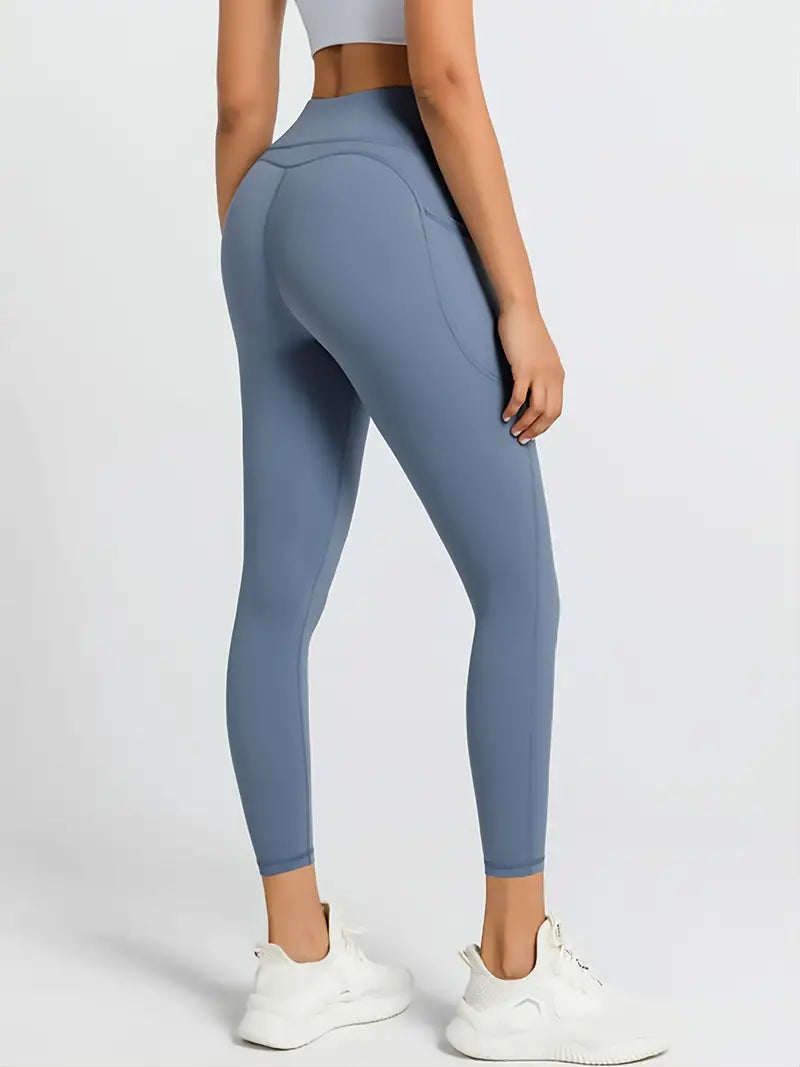 Calça colante de cintura alta de cor sólida, respiráveis e elásticas, levantamento de bumbum, secagem rápida, treino de fitness