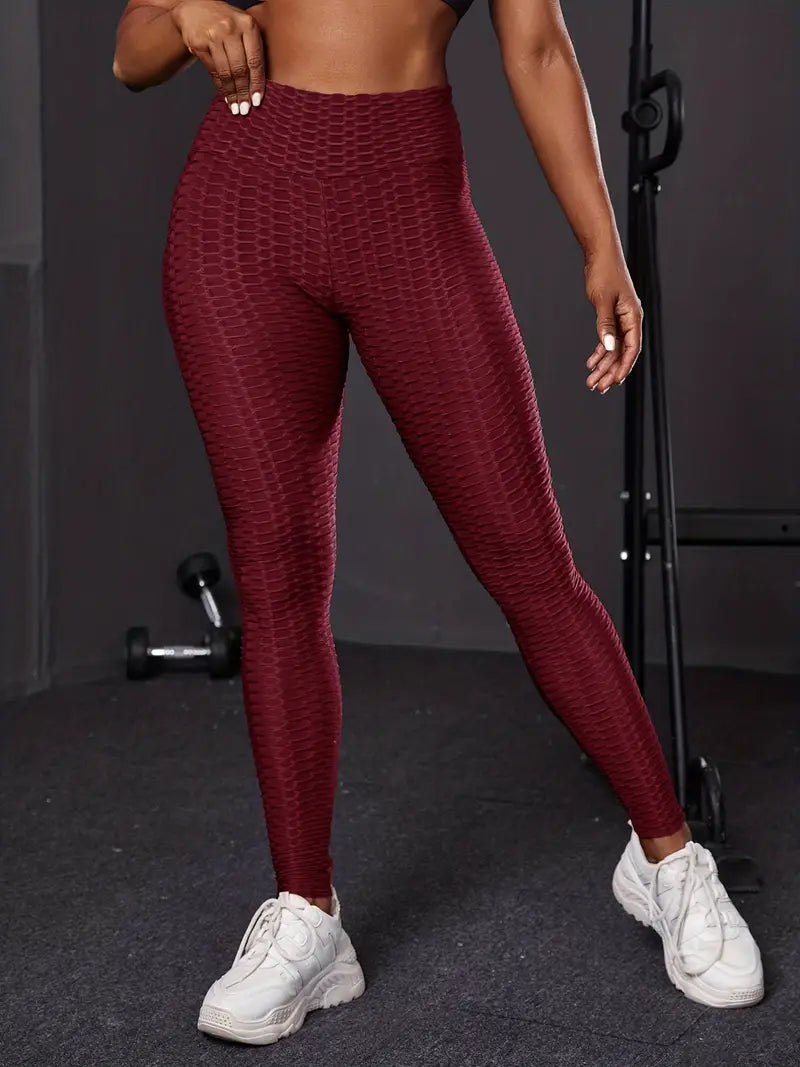 Calças colantes esportivas de cintura alta esportivas moda favo de mel