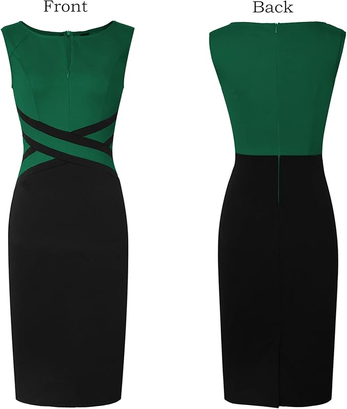 Vestido feminino com com zíper frontal, para trabalho, negócios, escritório, festa