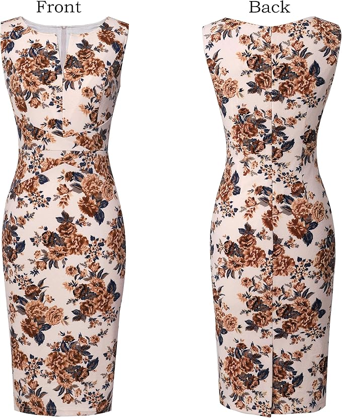 Vestido elegante para mulher com fecho frontal fino, para trabalho, negócios, escritório, festa