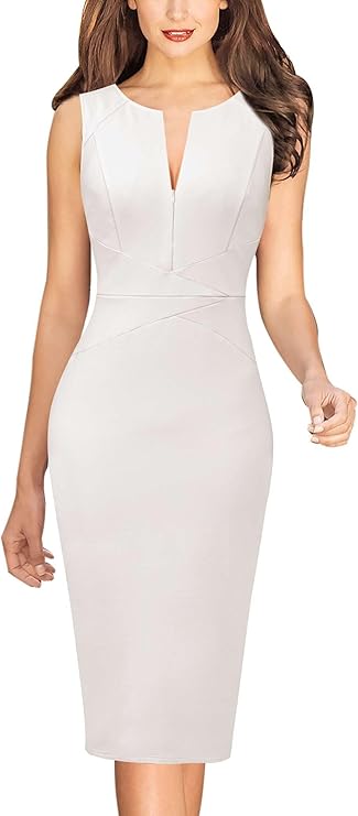 Vestido elegante para mulher com fecho frontal fino, para trabalho, negócios, escritório, festa